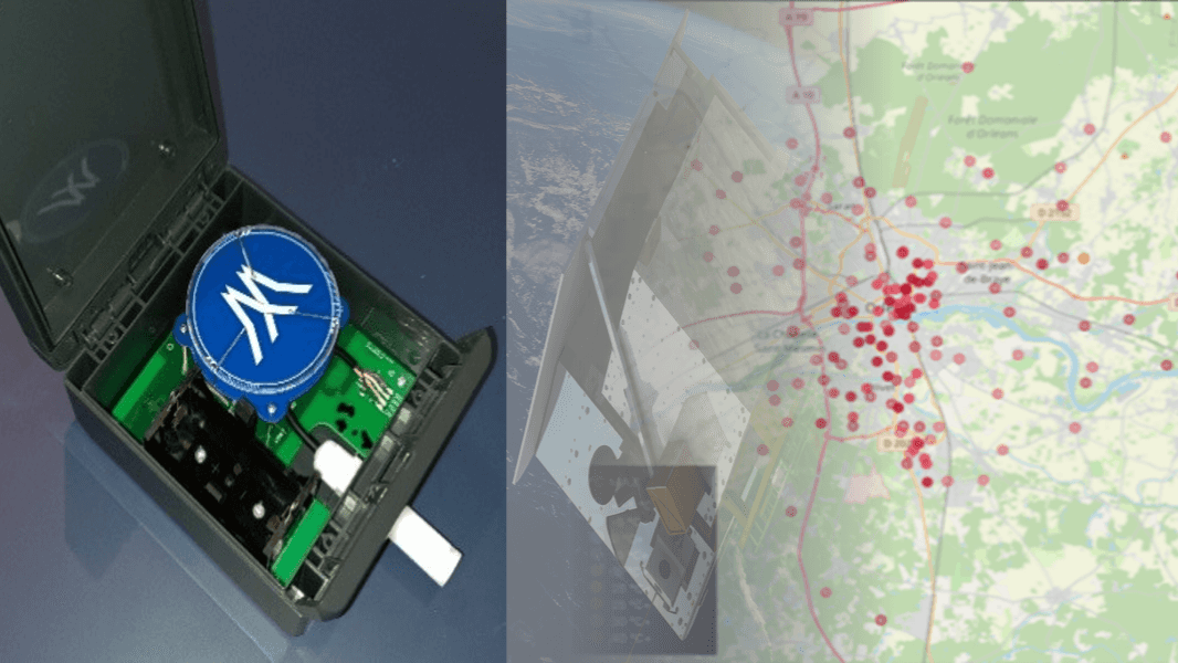 Satellite-enabled temperature sensor developed by TERNWAVES, deployed across Orléans to monitor urban heat islands.